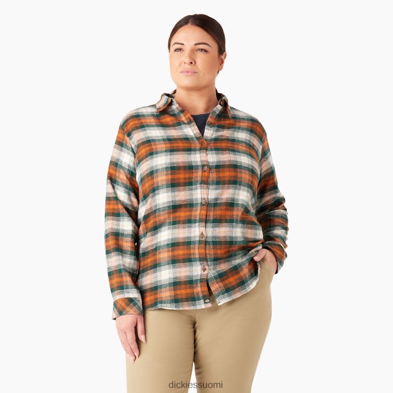 Dickies naiset plus pitkähihainen ruudullinen flanellipaita metsä/kupari ombre-ruudullinen (c1t) vaatteet Z844X2209