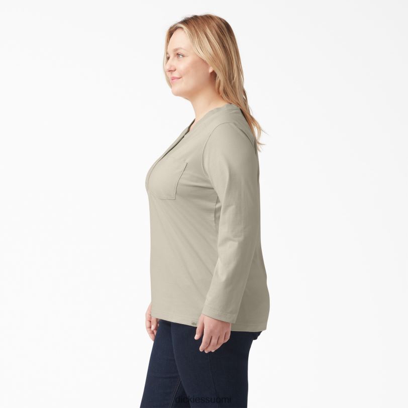 Dickies naiset plus raskaansarjan henley kaurapuuro (ot9) vaatteet Z844X2155