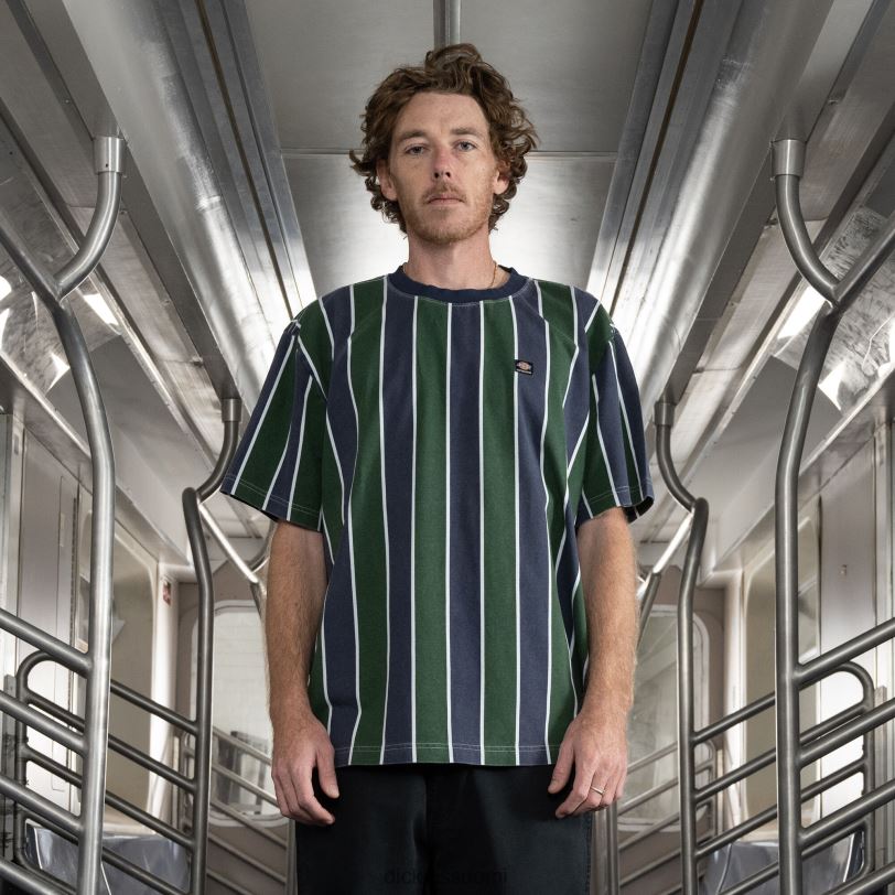 Dickies miehet jake hayes raidallinen t-paita laivastonsininen/mäntyraita (nsn) vaatteet Z844X779