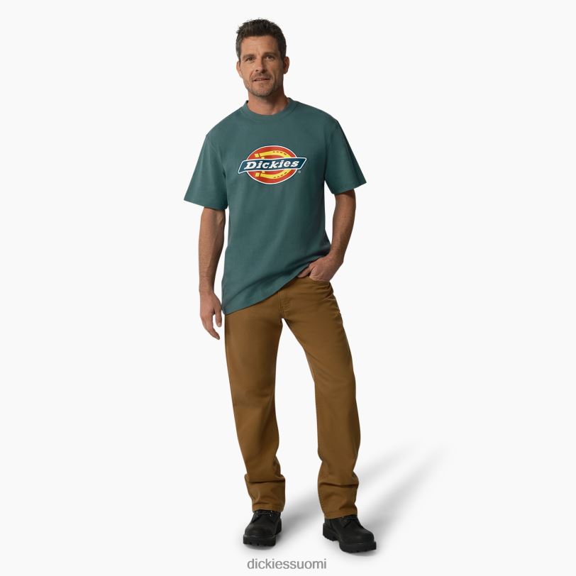 Dickies miehet lyhythihainen kolmivärinen logograafinen t-paita lincoln green (ln) vaatteet Z844X713