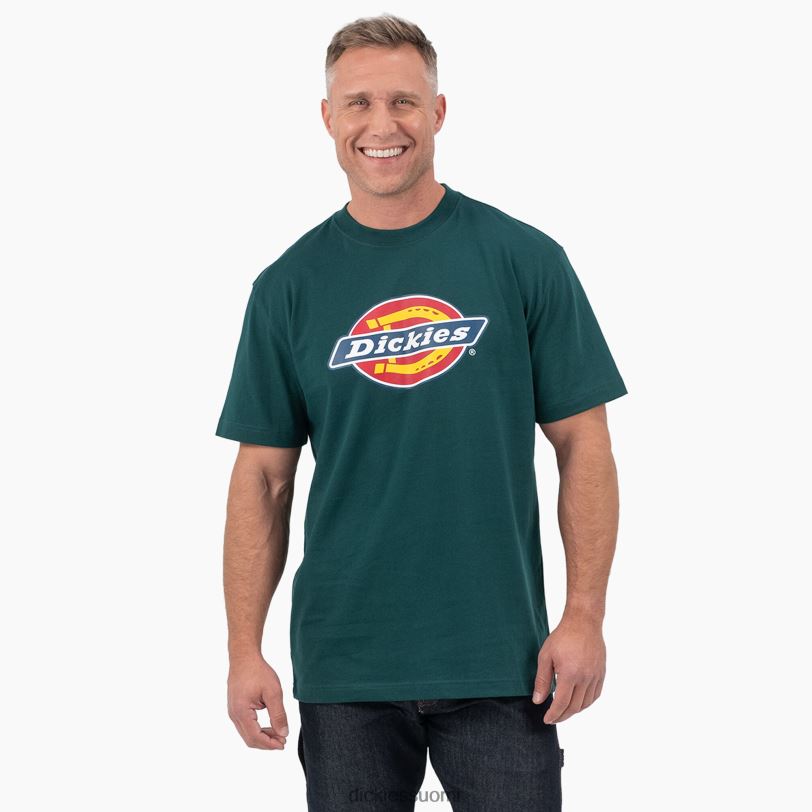 Dickies miehet lyhythihainen kolmivärinen logograafinen t-paita metsänvihreä (ft) vaatteet Z844X710