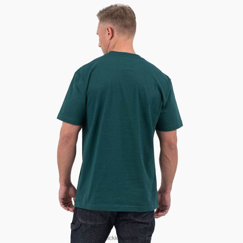 Dickies miehet lyhythihainen kolmivärinen logograafinen t-paita metsänvihreä (ft) vaatteet Z844X710