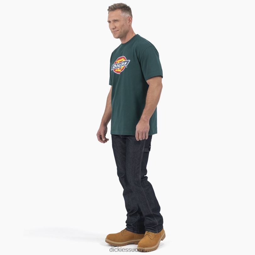 Dickies miehet lyhythihainen kolmivärinen logograafinen t-paita metsänvihreä (ft) vaatteet Z844X710