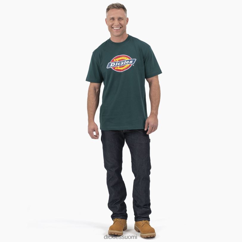 Dickies miehet lyhythihainen kolmivärinen logograafinen t-paita metsänvihreä (ft) vaatteet Z844X710