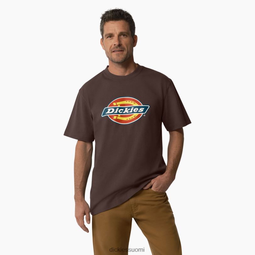 Dickies miehet lyhythihainen kolmivärinen logograafinen t-paita suklaanruskea (cb) vaatteet Z844X708