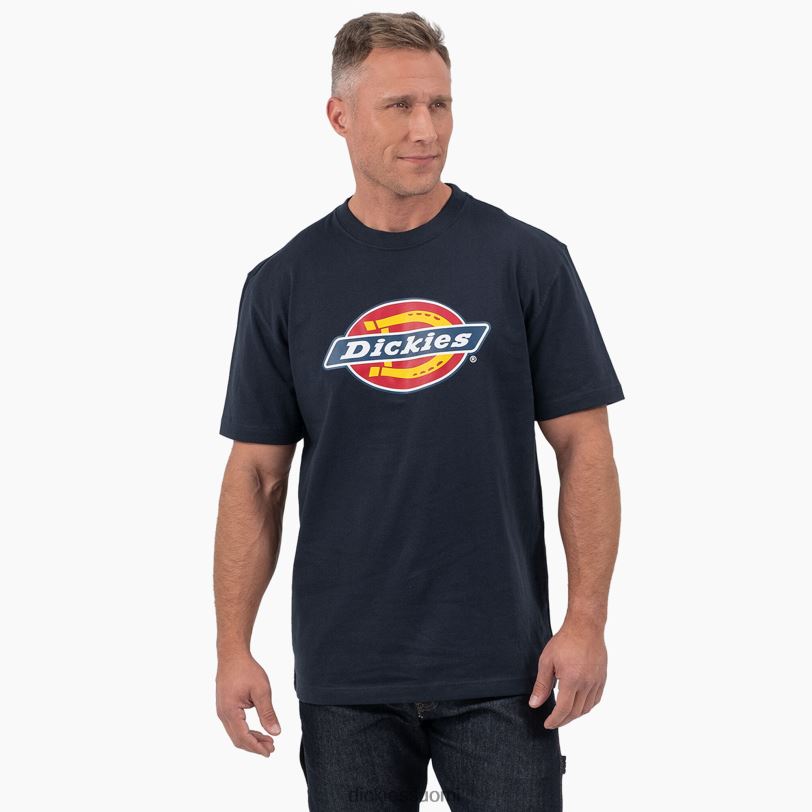 Dickies miehet lyhythihainen kolmivärinen logograafinen t-paita tumma laivasto (dn) vaatteet Z844X709