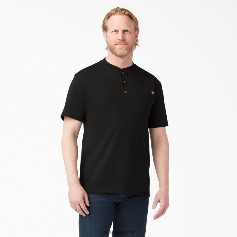 Dickies miehet lyhythihainen raskas henley t-paita musta (bk) vaatteet Z844X635
