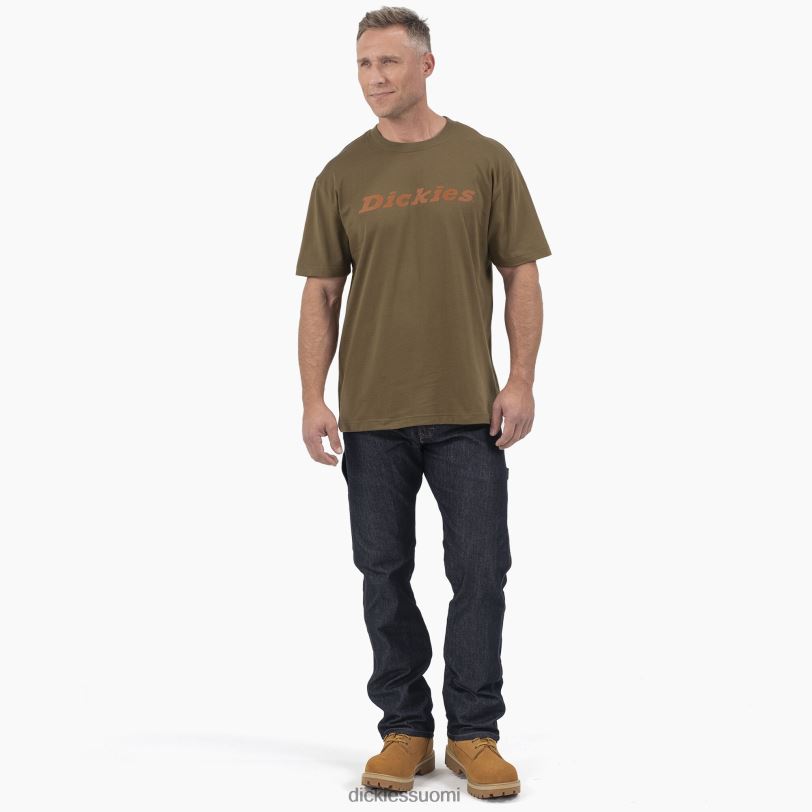 Dickies miehet lyhythihainen sanamerkki graafinen t-paita tumma oliivi (dv9) vaatteet Z844X812