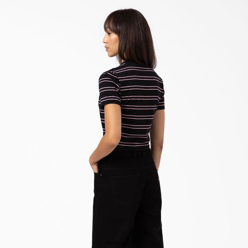 Dickies naiset Westover raidallinen t-paita musta (kbk) vaatteet Z844X2090