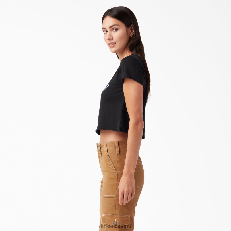 Dickies naiset ahdistuneen logon rajattu t-paita musta (kbk) vaatteet Z844X2139