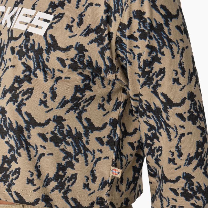 Dickies naiset camo pitkähihainen lyhennetty t-paita aavikon hiekka glitch camo (dhd) vaatteet Z844X2186