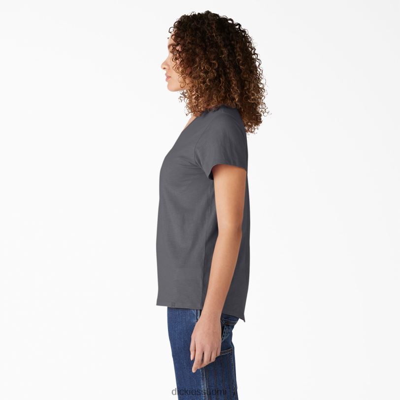 Dickies naiset lyhythihainen v-kaula-aukkoinen t-paita grafiitinharmaa (ga) vaatteet Z844X2064
