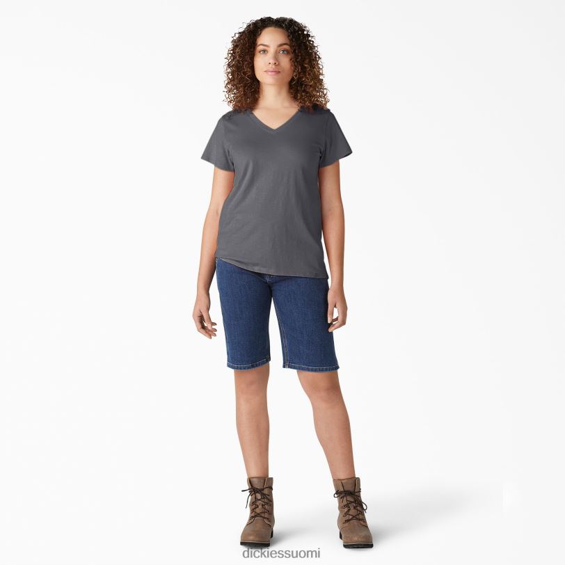 Dickies naiset lyhythihainen v-kaula-aukkoinen t-paita grafiitinharmaa (ga) vaatteet Z844X2064