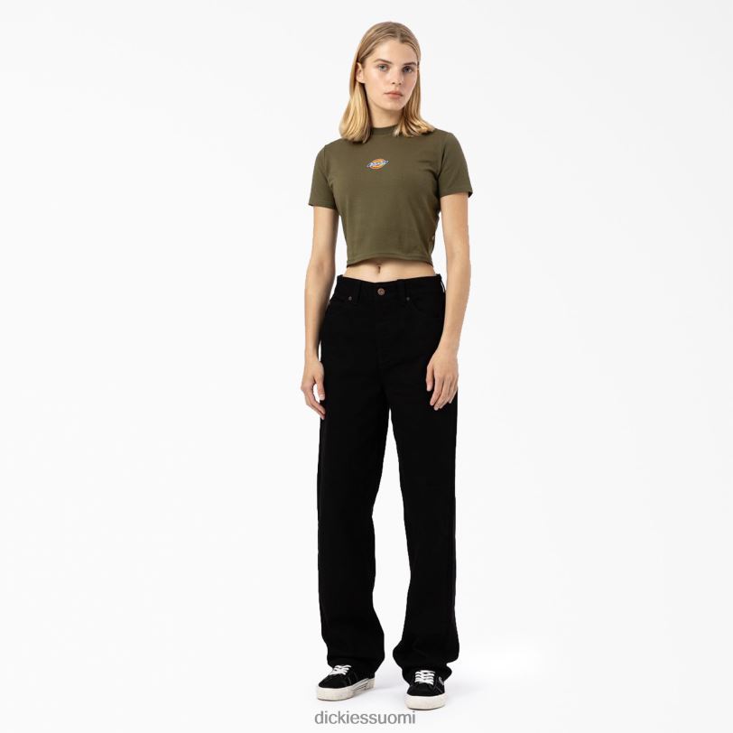Dickies naiset maple valley logolla rajattu t-paita sotilaallinen vihreä (ml) vaatteet Z844X2098