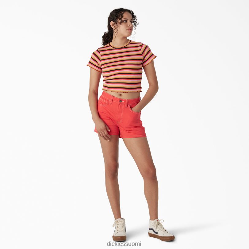 Dickies naiset raidallinen leikattu vauvan t-paita oranssi tutkimusraita (kirveet) vaatteet Z844X2075