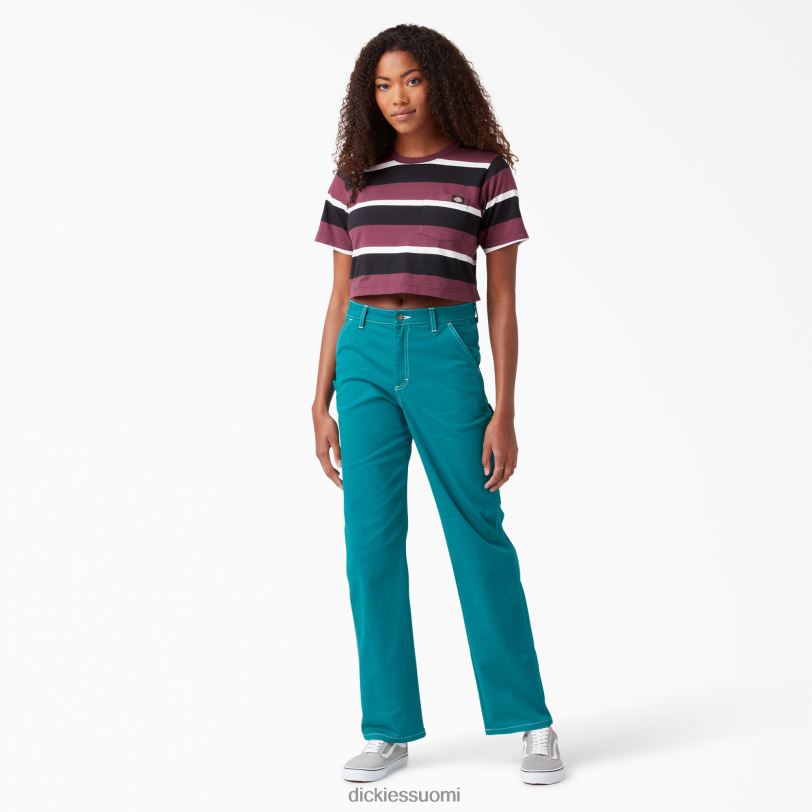 Dickies naiset raidallinen rajattu t-paita viinin kollegiaalinen raita (wsg) vaatteet Z844X2016