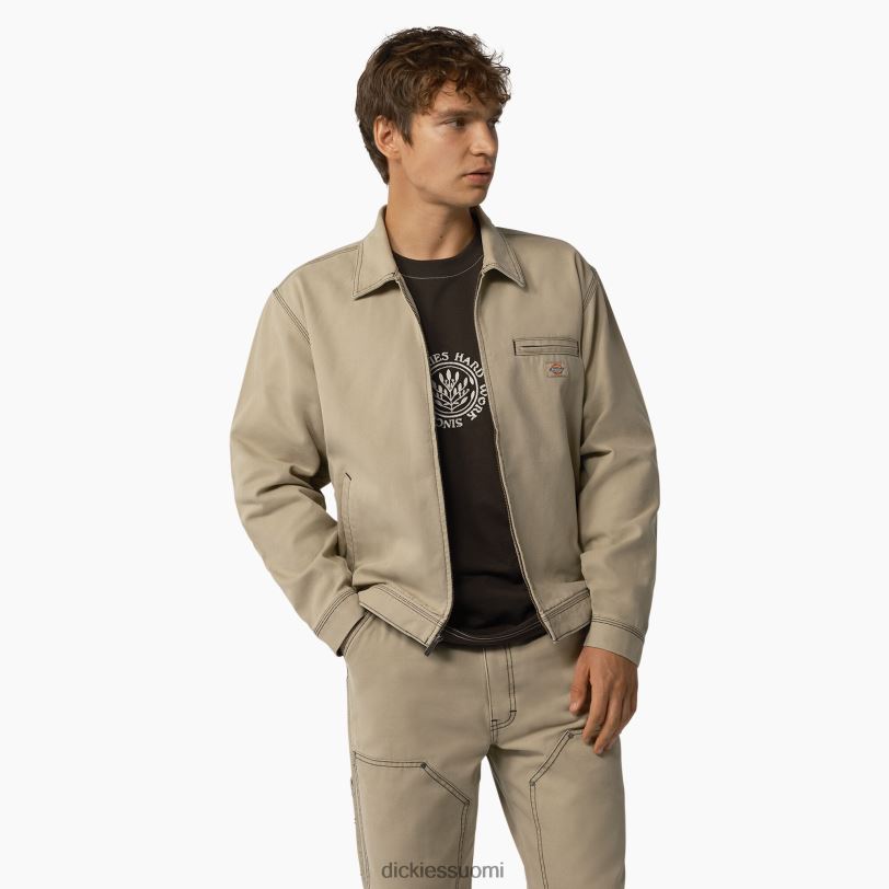 Dickies miehet ankkakontrastiommeltakki kivipesty aavikon hiekka/musta (ssw) vaatteet Z844X987