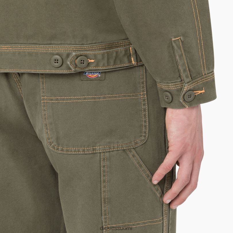 Dickies miehet ankkakontrastiommeltakki kivipesty sotilaallinen vihreä (smw) vaatteet Z844X986