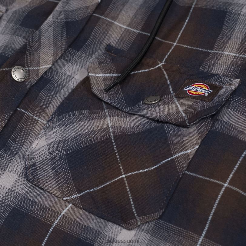 Dickies miehet flanelli paita takki dwr muste laivastonsininen/suklaaruskea ruudullinen (b1v) vaatteet Z844X1059