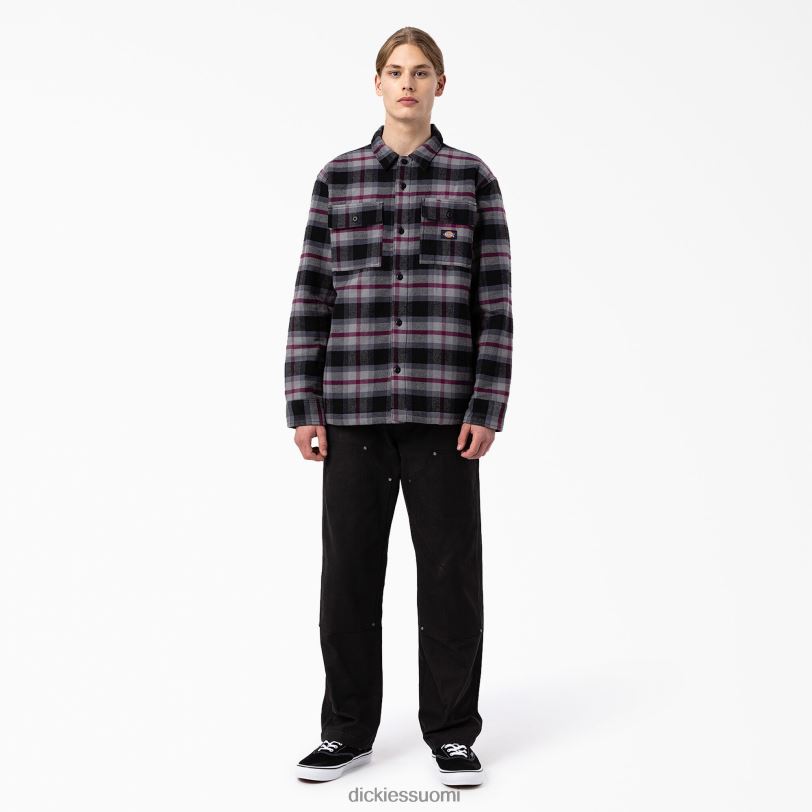 Dickies miehet flanelli tikattu vuorattu paitatakki musta viininharmaa ruudullinen (apw) vaatteet Z844X1113