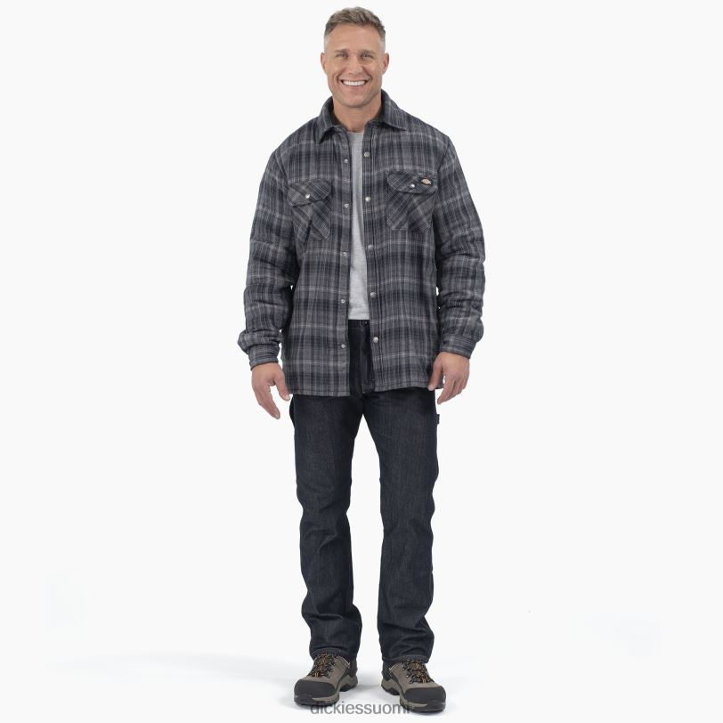 Dickies miehet korkeapintainen fleecevuorattu flanellipaita hiili/musta ombre-ruudullinen (a1t) vaatteet Z844X1076