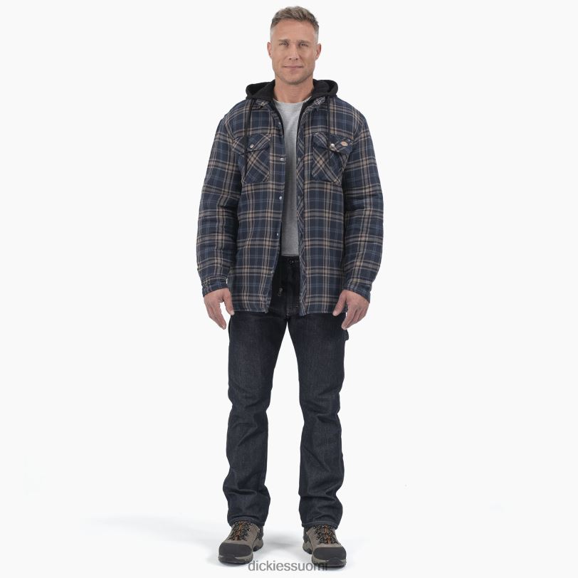 Dickies miehet rento istuvuus icon hupullinen tikattu flanellinettakki tumma laivastonsininen/sieni ruudullinen (dpm) vaatteet Z844X1004