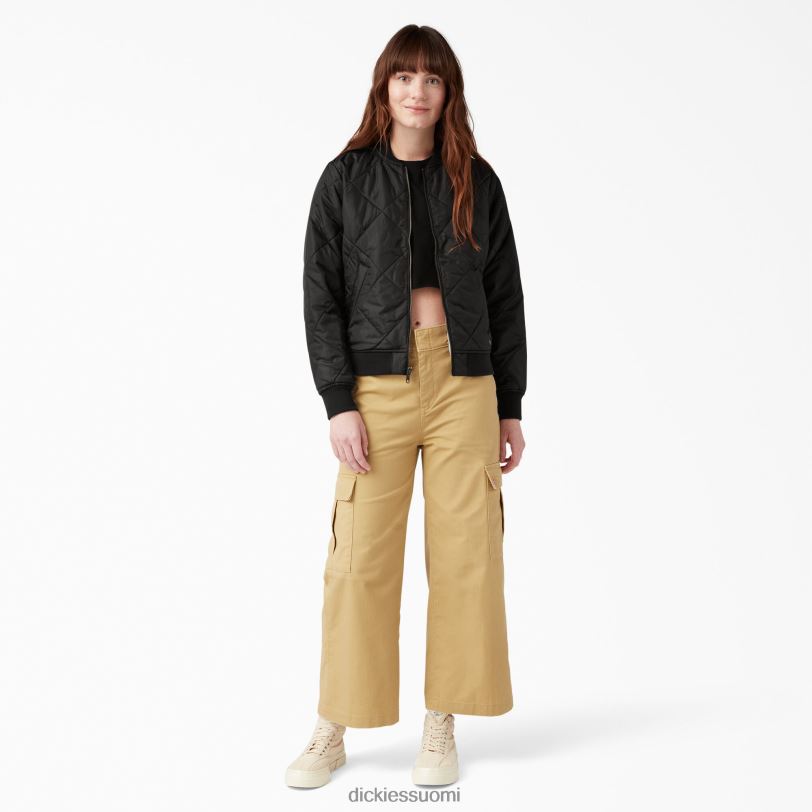 Dickies naiset tikattu bomber-takki musta (bk) vaatteet Z844X2279